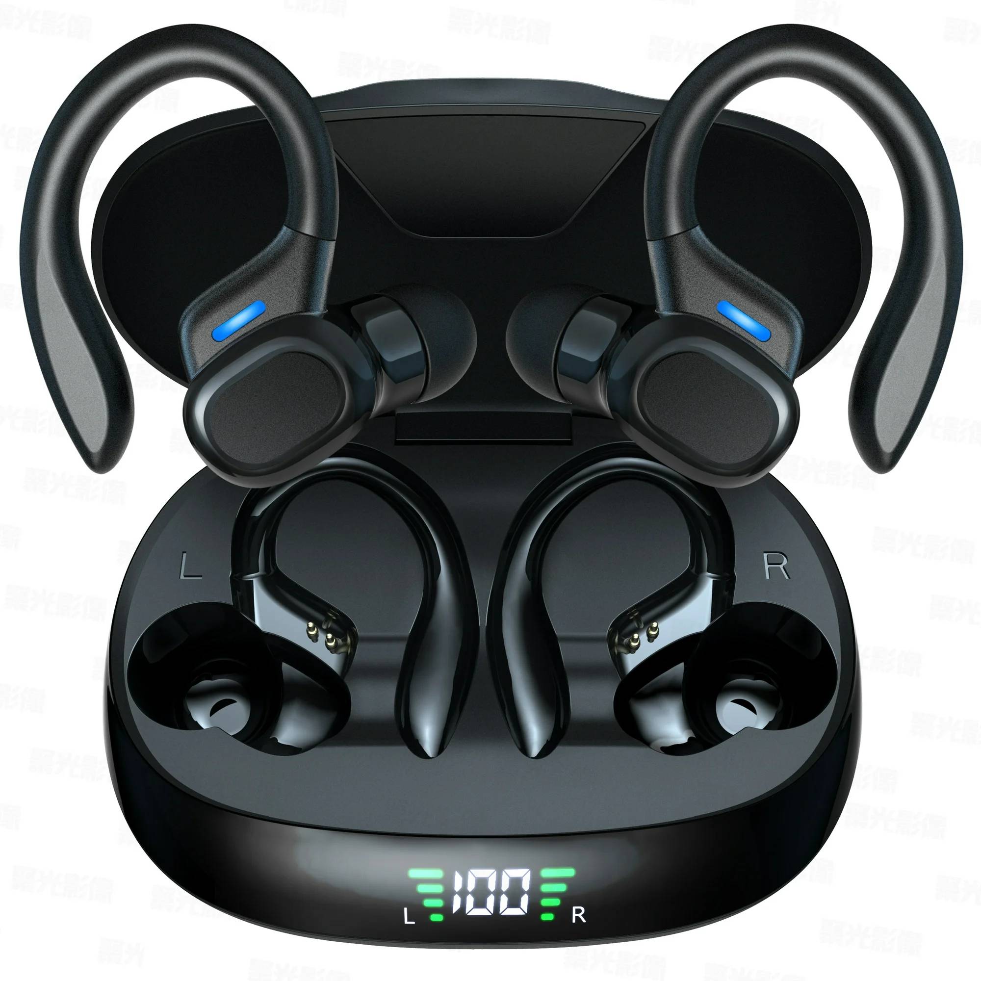 Hi-Fi Stereo Sound Quality:
True wireless earphones with Crystal Clarity And Deeply Resonant Bass Signature Deliver Immersive Sound Quality. Call Noise Reduction Brings You Crystal Clear Calls And Immerses You In The Wonderful World Of Music.

48H Play Time with Charging Case:
Automatic Boot And Matching. True wireless earbuds Supports 8hr Playback And The Charging Case Up To 2hr Full Charges That Basically Meets Your Daily Needs. With LED Digital Screen Display, Charging Case Will Clear Show The Power Level Of The Earphone, And You Will Not Worry About The Suddently Without Power.

Comfortable Secure Fit:
Excellent Ergonomic Design, Bluetooth Earphones Fit Better To The Ear Canals, It’s Not Easy To Lose Or Fall Out When You Wear Them Moving Or Running. Intelligent Touch Control & Easy To Operate Manage Audio Playback & Calls Or Access Your Phone’s Voice Assistant With The Multi-function Touch Panel On Each Earbud. Either Earbud Can Be Used Alone Like A Bluetooth Headset.

IPX65 Waterproof Sweatproof:
Sport True Wireless Earbuds And Charging Boxes Use Nano-coating And The Latest Waterproof And Sweat-proof Technology To Effectively Prevent Splash Damage From Sweat And Raindrops.

Specifications:
Bluetooth Version: V5.0+DSR
Playtime: 8Hours
Charging Time: About 2H
Charging Case Specs: 800mAh
Working Distance: 10 Meters

One step pairing:
Easy to pair, pick up the earbuds and connect the bluetooth.