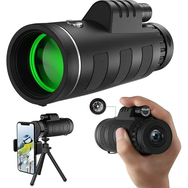 🔭【𝟒𝟎𝐗𝟔𝟎 𝐇𝐢𝐠𝐡 𝐏𝐨𝐰𝐞𝐫 𝐌𝐚𝐠𝐧𝐢𝐟𝐢𝐜𝐚𝐭𝐢𝐨𝐧】 The 40x magnification and 60mm objective lens of this monocular telescope provide a brighter and clearer image with a wide field of view. Perfect for hiking, climbing, bird watching, ball games, concerts, traveling, and wildlife observation, this telescope for adults lets you capture stunning scenery with ease.
🎒【𝐂𝐨𝐧𝐯𝐞𝐧𝐢𝐞𝐧𝐭 & 𝐂𝐨𝐦𝐩𝐚𝐜𝐭 𝐃𝐞𝐬𝐢𝐠𝐧 𝐟𝐨𝐫 𝐀𝐝𝐮𝐥𝐭𝐬】 This night vision monocular is designed for one-handed operation, allowing you to quickly and easily adjust the focus wheel and eyecup for clear views. Its compact and lightweight design makes it the ideal choice for monoculars for adults who enjoy hiking, camping, and exploring nature.
🌟【𝐒𝐮𝐩𝐞𝐫𝐢𝐨𝐫 𝐒𝐌𝐂 𝐂𝐨𝐚𝐭𝐢𝐧𝐠 & 𝐁𝐀𝐊𝟒 𝐏𝐫𝐢𝐬𝐦】 The advanced SMC coating and BAK4 prism ensure 99.8% light transmission for bright, high-resolution images. With low-light vision, this telescope for adults excels in various lighting conditions.
🌧【𝐃𝐮𝐫𝐚𝐛𝐥𝐞 𝐖𝐚𝐭𝐞𝐫𝐩𝐫𝐨𝐨𝐟 & 𝐅𝐨𝐠𝐩𝐫𝐨𝐨𝐟 𝐃𝐞𝐬𝐢𝐠𝐧】Built with a sturdy, nitrogen-filled waterproof body, this monocular telescope is designed to withstand heavy weather conditions. Whether it’s raining or humid, this monoculars for adults high powered device ensures clear and uninterrupted viewing, making it your reliable outdoor companion.
✅【𝐖𝐎𝐑𝐑𝐘-𝐅𝐑𝐄𝐄 𝐖𝐀𝐑𝐑𝐀𝐍𝐓𝐘】You would get 1*HD Monocular Telescope, 1*Phone Holder, 1*Adjustable Metal Tripod, 1*Lens Covers, 1*Hand Strap, 1*Cloth Bag, 1*Cleaning Cloth and 1*User Manual. YEGASS provides 12 months warranty. If you are not 100% satisfied with our product, please contact us, we will solve any of your problems.