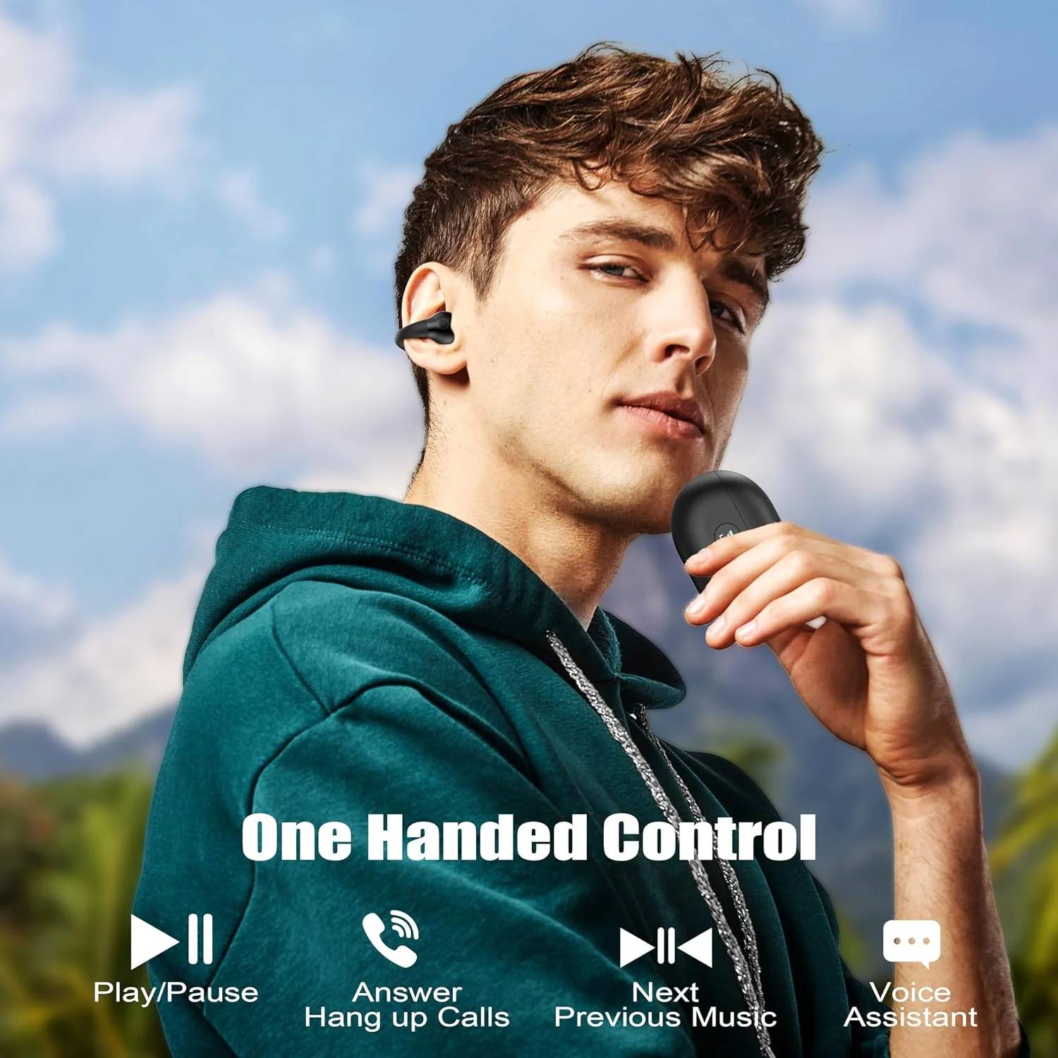 Hi-Fi Stereo Sound Quality
True wireless earphones with Crystal Clarity And Deeply Resonant Bass Signature Deliver Immersive Sound Quality. Call Noise Reduction Brings You Crystal Clear Calls And Immerses You In The Wonderful World Of Music.

48H Play Time with Charging Case
Automatic Boot And Matching. True wireless earbuds Supports 8hr Playback And The Charging Case Up To 2hr Full Charges That Basically Meets Your Daily Needs. With LED Digital Screen Display, Charging Case Will Clear Show The Power Level Of The Earphone, And You Will Not Worry About The Suddently Without Power.

Comfortable Secure Fit
Excellent Ergonomic Design, Bluetooth Earphones Fit Better To The Ear Canals, It’s Not Easy To Lose Or Fall Out When You Wear Them Moving Or Running. Intelligent Touch Control & Easy To Operate Manage Audio Playback & Calls Or Access Your Phone’s Voice Assistant With The Multi-function Touch Panel On Each Earbud. Either Earbud Can Be Used Alone Like A Bluetooth Headset.

IPX65 Waterproof Sweatproof
Sport True Wireless Earbuds And Charging Boxes Use Nano-coating And The Latest Waterproof And Sweat-proof Technology To Effectively Prevent Splash Damage From Sweat And Raindrops.

Specifications:
Bluetooth Version: V5.0+DSR
Playtime: 8Hours
Charging Time: About 2H
Charging Case Specs: 800mAh
Working Distance: 10 Meters

One step pairing:
Easy to pair, pick up the earbuds and connect the bluetooth.