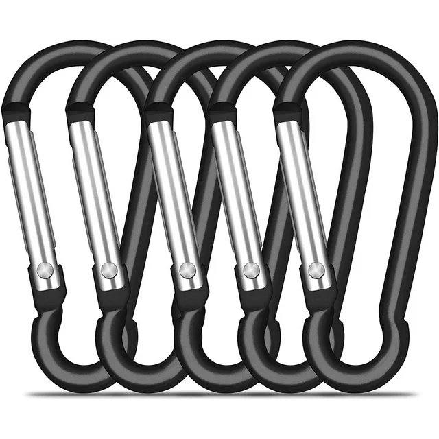 delpattern 5 Pack Carabiners 3 inch, Aluminum Alloy Heavy Duty Carabiner Clips Spring Snap Hook Set for Hammock, Camping, Hiking, Dog Leash Harness, Multi-color.

Whether you are hiking, backpacking, or heading to a camp, the carabiner is a great help when you need a quick and secure attachment. These 5 aluminum, spring-loaded carabiners can support up to 60 lbs each and clip to backpacks, belt loops, and other gear for maximum, hand-free carrying. This clip is in D-shape with 6 cm size, making it strong and durable for multiple uses. They are not rated for climbing, overheated lifting, or any safety applications. Add the D-shaped carabiners to your emergency or survival kit, and keep you prepared whenever in need.

About delpattern:
Organized by a young team, "delpattern" adheres to the concept of providing affordable products for every consumer who love sports, love healthy life.