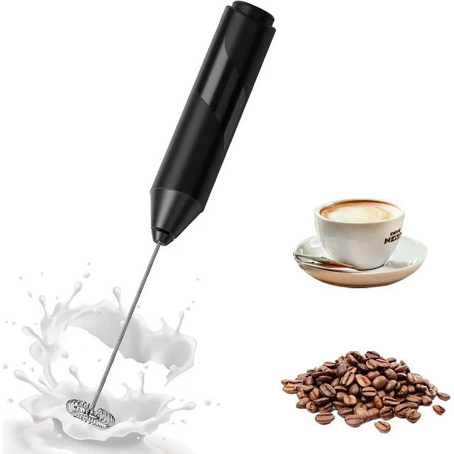 delpattern Milk Frother for Coffee, Battery Operated Drink Mixer for Matcha and More, Handheld Electric Mini Whisk Small Hand Mixers, Frappe Maker, Black.

This electric handheld battery-operated milk frother with high-speed rotation of the stainless-steel whisk and ABS shaft, can instantly froth hot or cold milk for your favorite drinks. Where ever you need frothed milk or cream, this drink mixer will do the job for you quickly and easily within 15-20 seconds.The portable coffee mixer can be used for purposes other than just frothing milk. It is a great tool to have in the kitchen as it can be used for mixing milkshakes, cocktails, fruit drinks, eggs, soups, dressing, etc. It can be used for all liquid foods.

Specifications
Material: Stainless Steel, ABS
Color: Silver, Black
Length: 22 cm/8.66 inches
Type: Mini Hand Mix
Rotate Speed：10000-14000RPM/ Minute
Weight: 58.97g/0.13lb
Operate Required : One-touch
Battery: 2* AA batteries (not included)

Package Include
1 x Electric Milk Frother (without batteries)