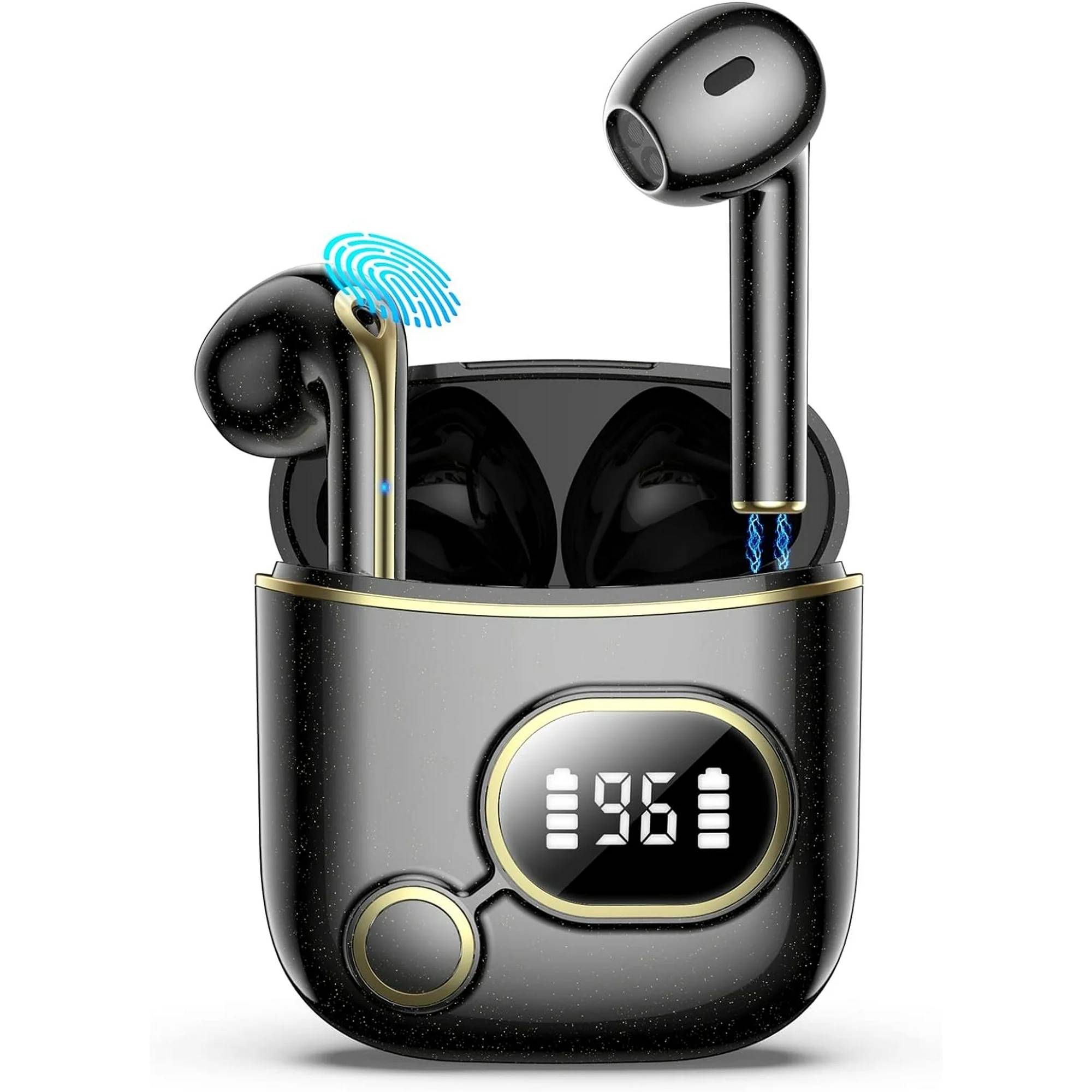 Wireless Earbuds HiFi Stereo Sound Deep Bass Bluetooth 5.2 Headphones with USB-C Charging Case Noise-Cancelling and Fast-Charge in-Ear Earphones Touch Control Headphone for Sports Office.

DSP enhances hd call anti-interference DSP enhances sound technology to realize dual-ear HD call and make communication clearer and better.
. The APTX class 8MM surround sound driver unit contains a biocomposite diaphragm, a high performance audio parsing chip, and an audio EQ tailored for the user with a powerful bass, crisp mid-range and penetrating high frequency.
. Compact, invisible and comfortable to wear special symmetrical streamlined design, round and fit the auricle, wear stable crazy can not be thrown off, skin-friendly silicone ear cap, soft and comfortable!
. Double battery life from morning to night for 10-12 hours of continuous work, built-in large capacity lithium battery, lightweight at the same time can bring more powerful battery life, much longer than the same headphones.
. Nano-scale waterproof technology, seamless makes H15 has a higher waterproof grade, rain immersion is not afraid!