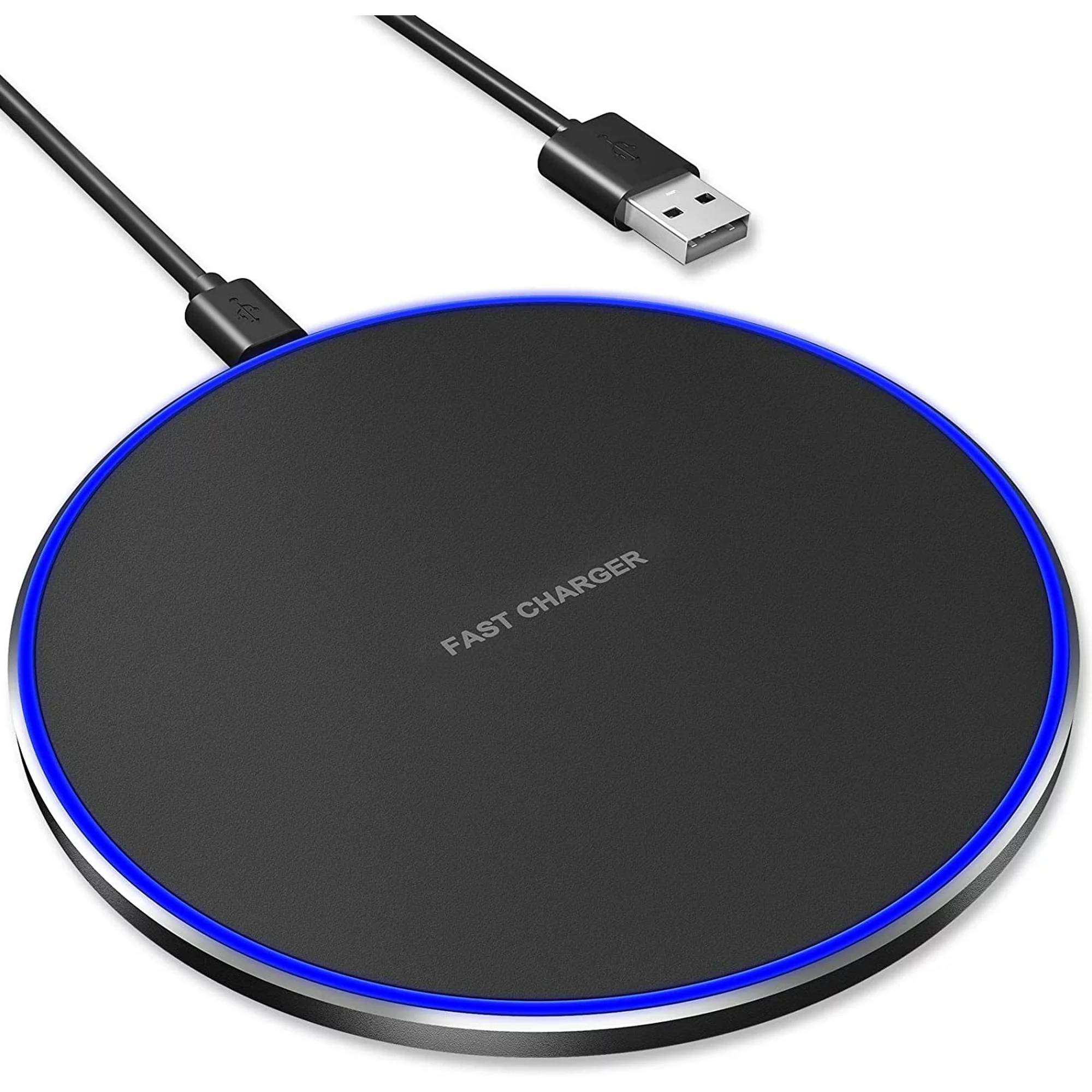 delpattern Wireless Charger, 10W Fast Wireless Charging Pad Station for iPhone 13/13 Pro/13 Pro Max/13 Mini/12/SE/11/X/XR/8, Samsung Galaxy, AirPods/AirPods Pro, Huawei Mate 20 Pro/Mate 30/P50.

. Fast Wireless Charger have three kind charge modes Available: 10W, 7.5W, 5W, which suit for many phones and Airpods.

. No need to connect the charging cable to the phone, let you experience the fun of wireless charging. Easy and safe charging, enjoy life.

Specifications:
Material: ABS+Aluminum alloy
Wireless Charging Standard: Wireless standard
Input interface: Type-C
Working frequency: 110-205KHz
Input: DC 5V-12V/2A Max
Output: 10W/7.5W/5W
Efficiency: >75%
Charge straigh: 8mm.
Size: 3.93* 3.93* 0.31 inch
Product weight: 0.19 lbs
Color: Black

Packing list:
1 x 10W Wireless Charger Pad
1 x USB-C Charging Cable
1 x User Manual

Note:
For fast charging, you need Use QC2.0/QC3.0 adapter( Not included )