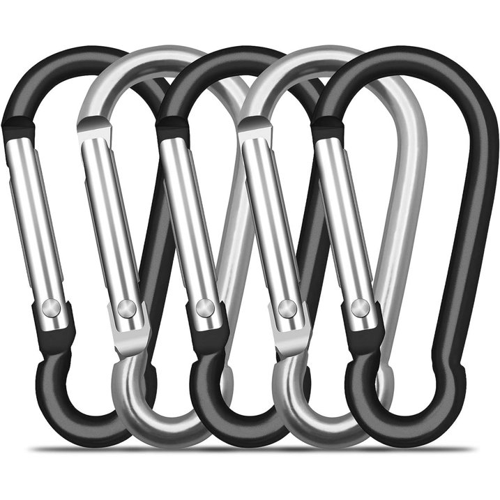 Whether you are hiking, backpacking, or heading to a camp, the carabiner is a great help when you need a quick and secure attachment. These 5 aluminum, spring-loaded carabiners can support up to 60 lbs each and clip to backpacks, belt loops, and other gear for maximum, hand-free carrying. This clip is in D-shape with 6 cm size, making it strong and durable for multiple uses. They are not rated for climbing, overheated lifting, or any safety applications. Add the D-shaped carabiners to your emergency or survival kit, and keep you prepared whenever in need. About delpattern: Organized by a young team, "delpattern" adheres to the concept of providing affordable products for every consumer who love sports, love healthy life.