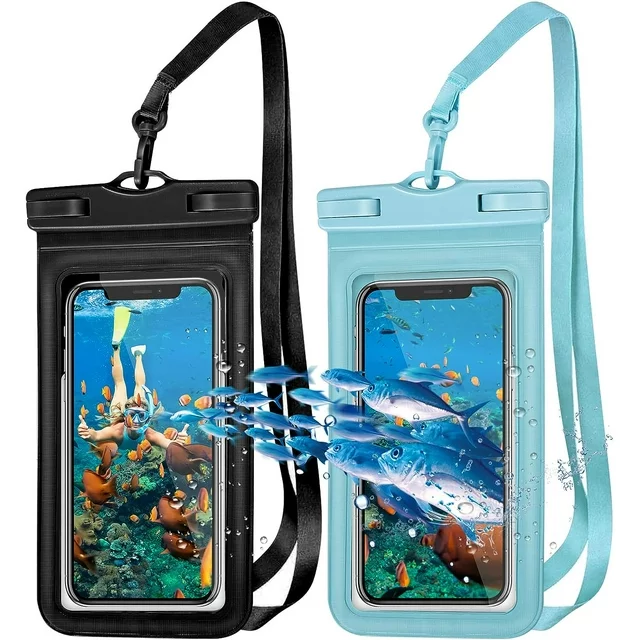 Use your smartphone on the lake with confidence with the waterproof phone case. Whether you like to hike, go boating, or just want to make sure your phone stays dry, this waterproof phone case is the best option for protecting your device. This waterproof case measures 4.5 inches wide by 8.5 inches tall. It is compatible with multiple devices of different sizes, both iPhone and Android. Great for camping trips, hiking trails, beaches, festivals and adventures! Waterproof phone case will also protect your mobile device from scratches! This is 100% waterproof and its transparent case allows you to work on your phone while the phone stays in this case, protected.