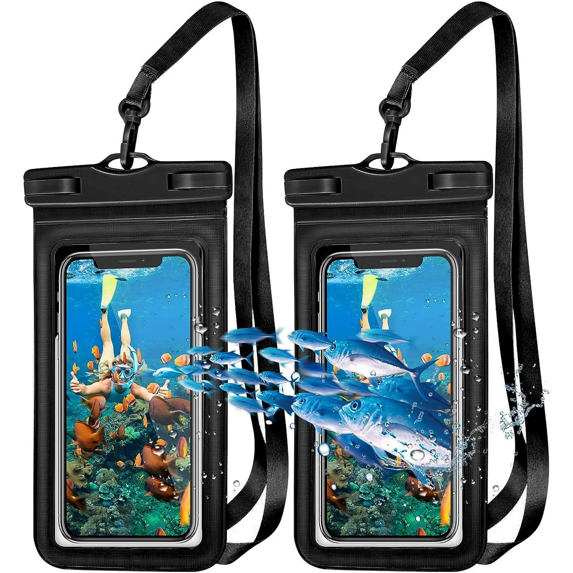 Use your smartphone on the lake with confidence with the waterproof phone case. Whether you like to hike, go boating, or just want to make sure your phone stays dry, this waterproof phone case is the best option for protecting your device. This waterproof case measures 4.5 inches wide by 8.5 inches tall. It is compatible with multiple devices of different sizes, both iPhone and Android. Great for camping trips, hiking trails, beaches, festivals and adventures! Waterproof phone case will also protect your mobile device from scratches! This is 100% waterproof and its transparent case allows you to work on your phone while the phone stays in this case, protected.